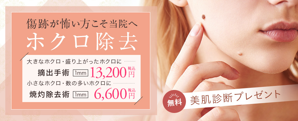 当院のほくろ除去のメニュー一覧と料金
