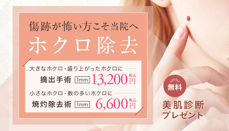 当院のほくろ除去のメニュー一覧と料金