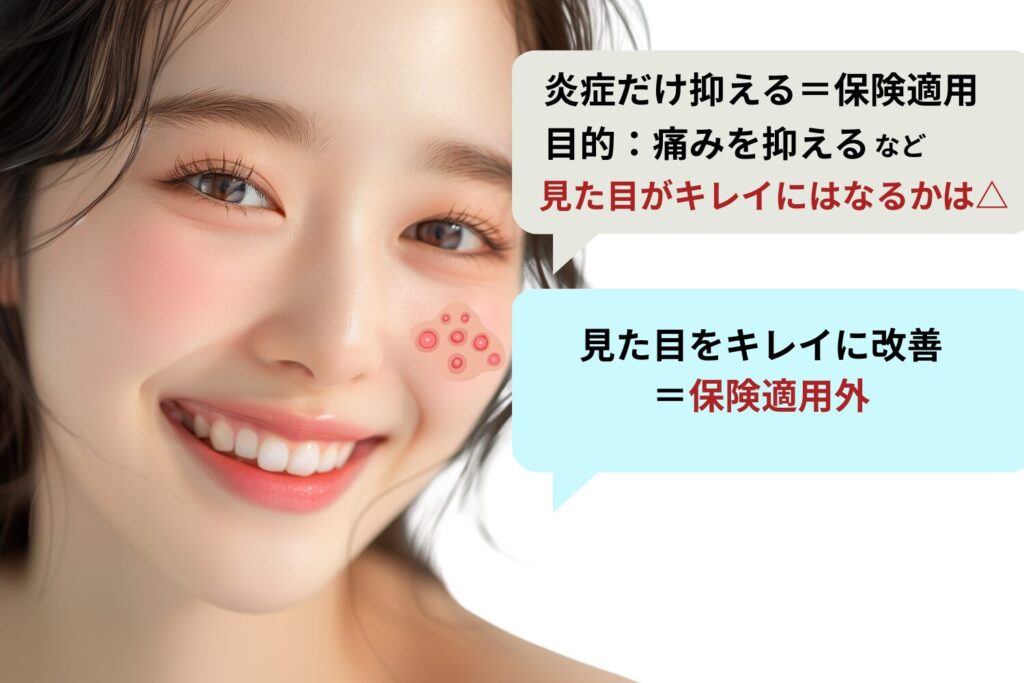 見た目の改善や美容目的の治療は自費診療になるため