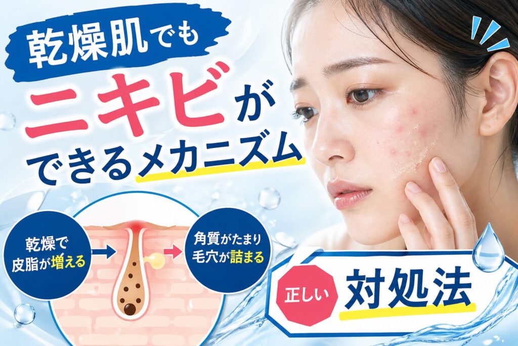 乾燥肌でもニキビができるメカニズムと正しい対処法