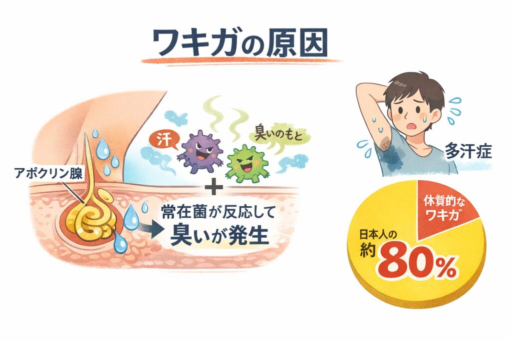 アポクリン腺と常在菌がにおいに関係する
