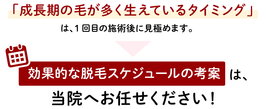脱毛スケジュールの考案は当院にお任せください!