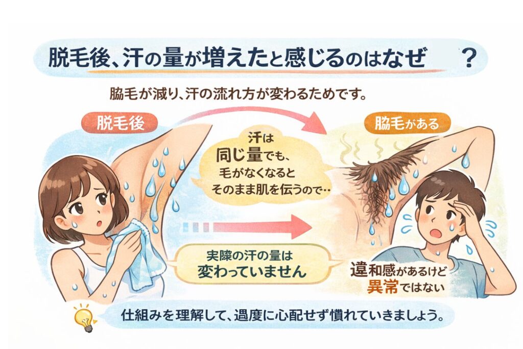 汗が増えたように感じやすい