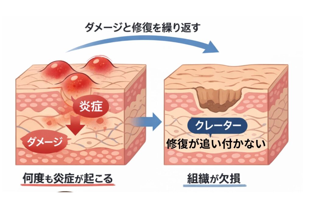 同じ場所に繰り返しできた場合