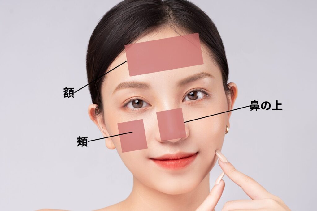 紫外線を受けやすい顔の部位