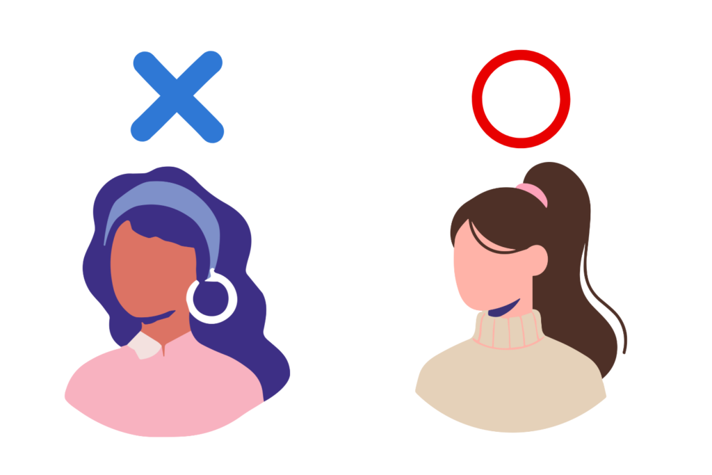 髪型やアクセサリー