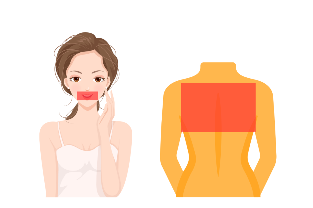 口まわりや背中