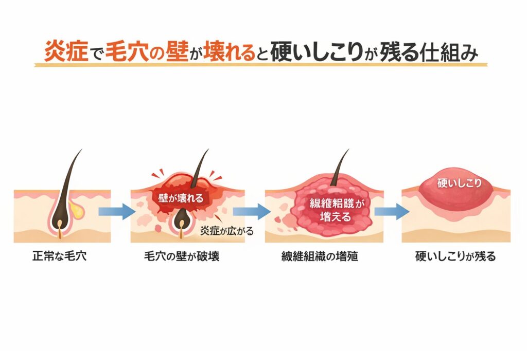 毛穴の構造が壊れることで修復反応が強くなる