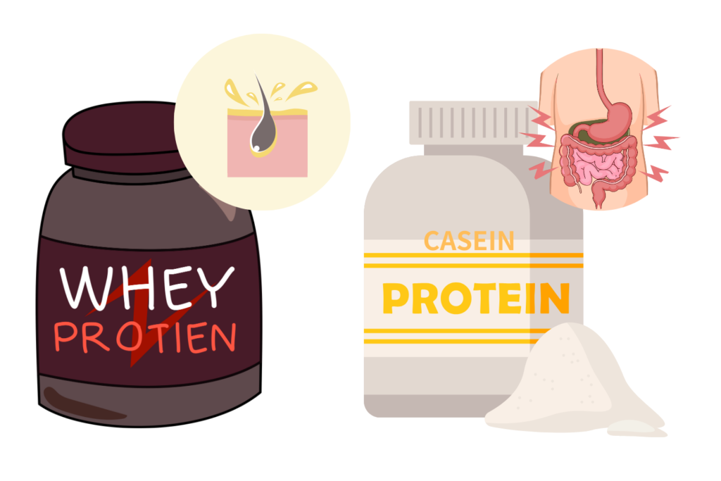 ホエイプロテインとカゼインプロテイン