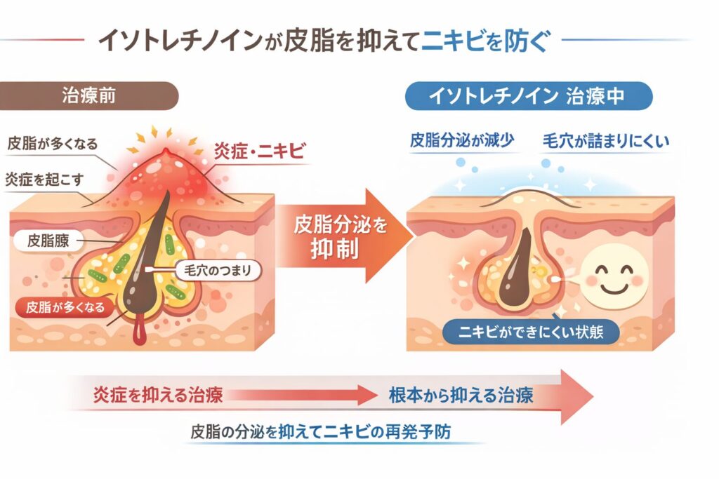 皮脂分泌を抑えることで再発を防ぐ治療