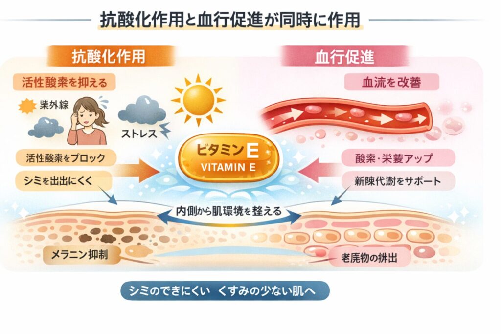 抗酸化作用と血行促進が同時に作用する