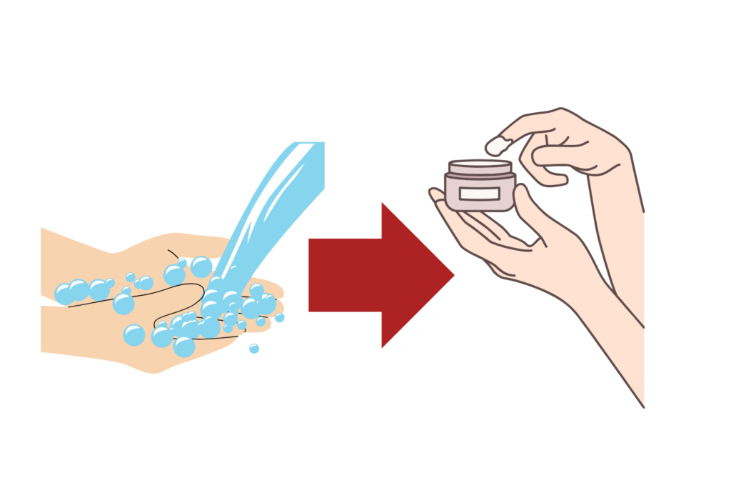 流水で洗い清潔を保つ