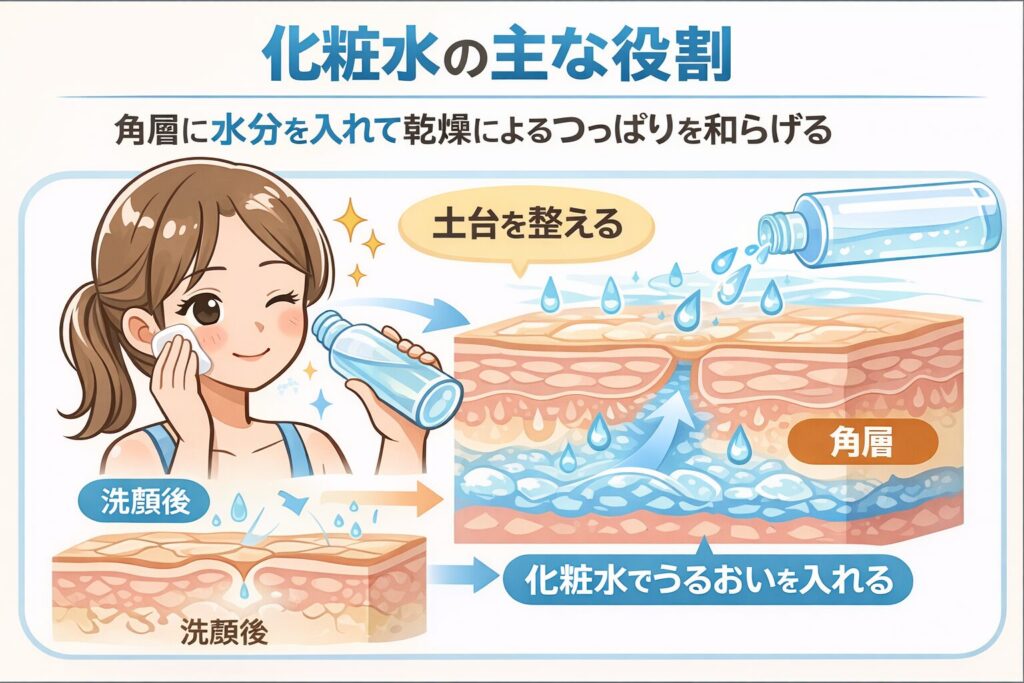 化粧水は水分を補うために使う
