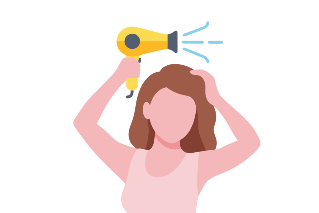 ドライヤーでしっかり乾かす