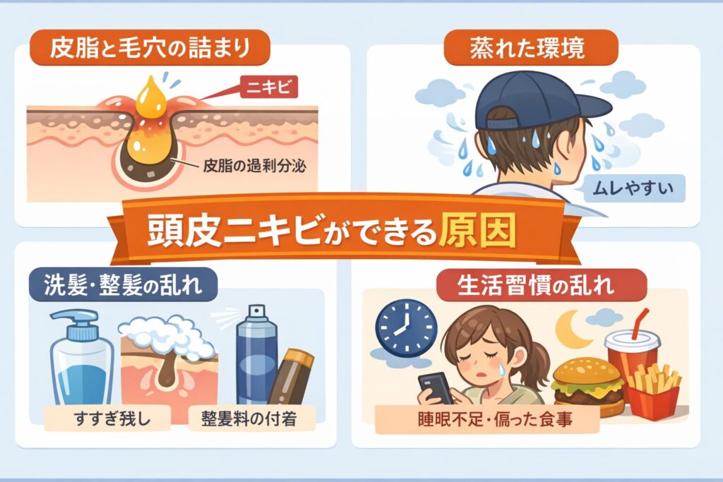 頭皮ニキビができる原因