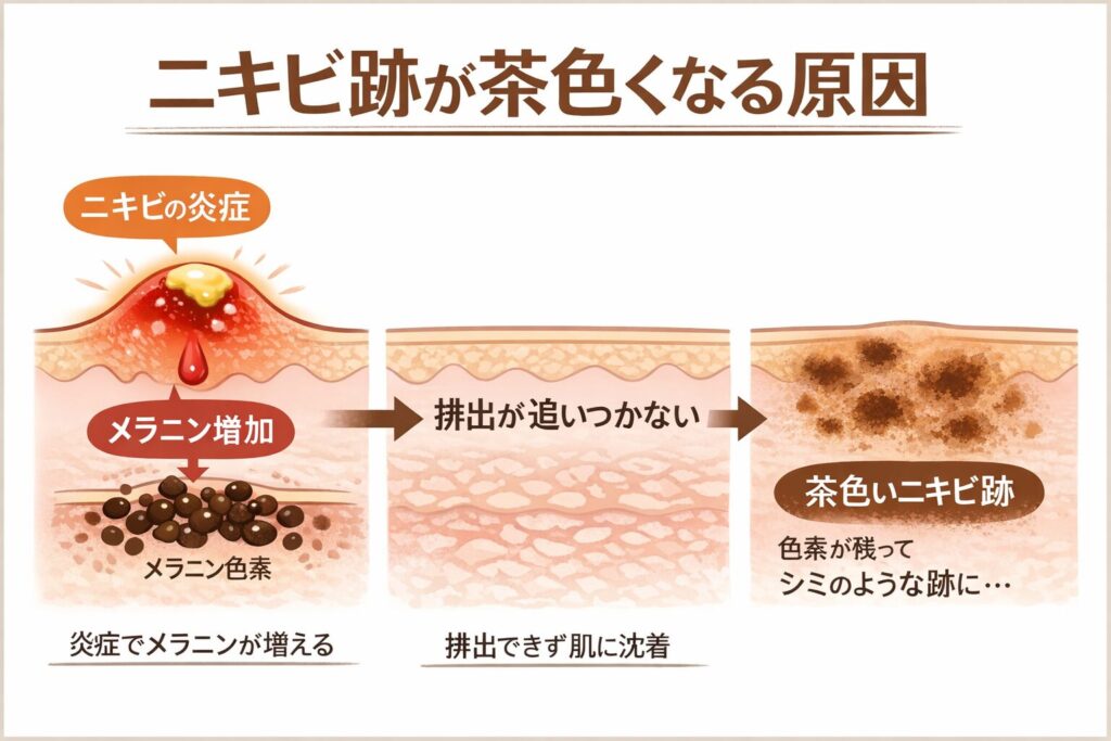 ニキビ跡が茶色くなる原因