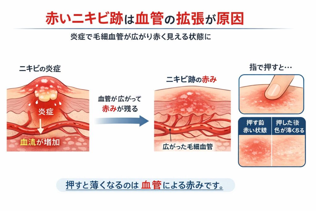 赤みは血管による変化