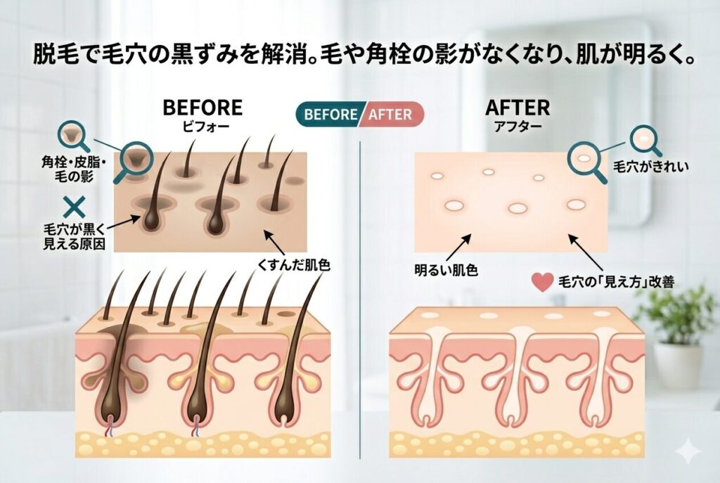 脱毛で毛穴が目立ちにくくなる理由