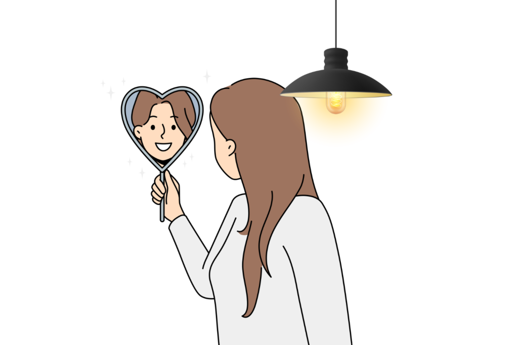 明るい場所で剃り残しを確認する