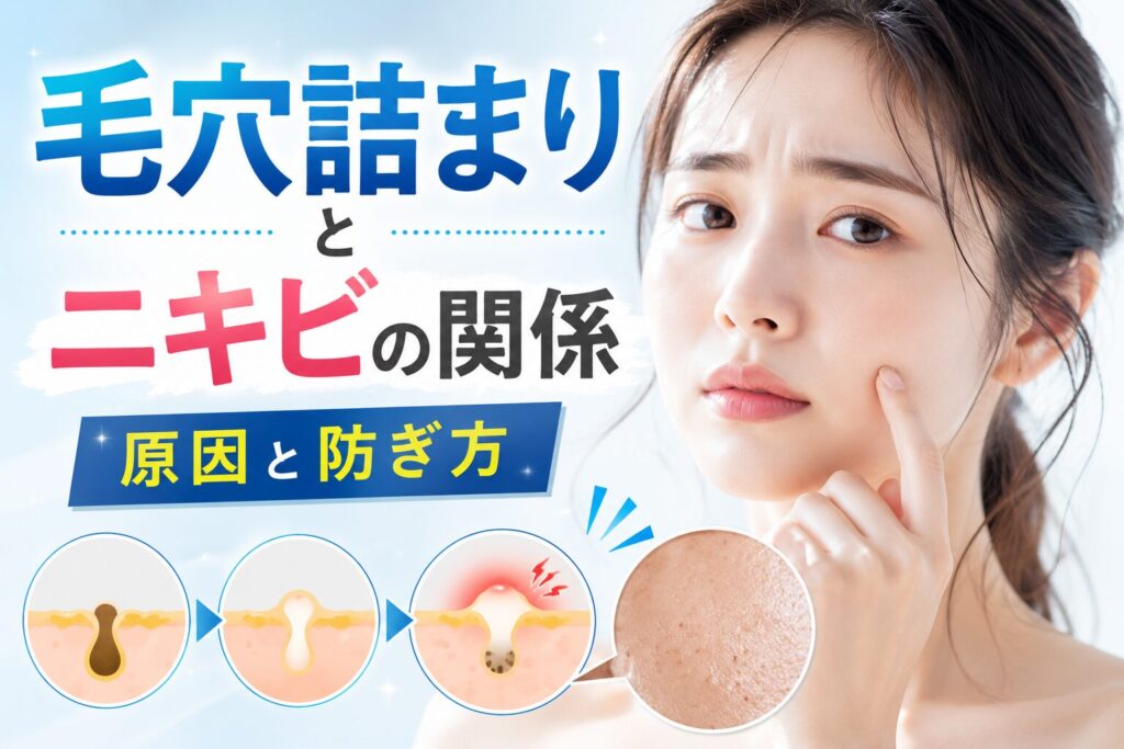 毛穴詰まりとニキビの関係|原因と防ぎ方
