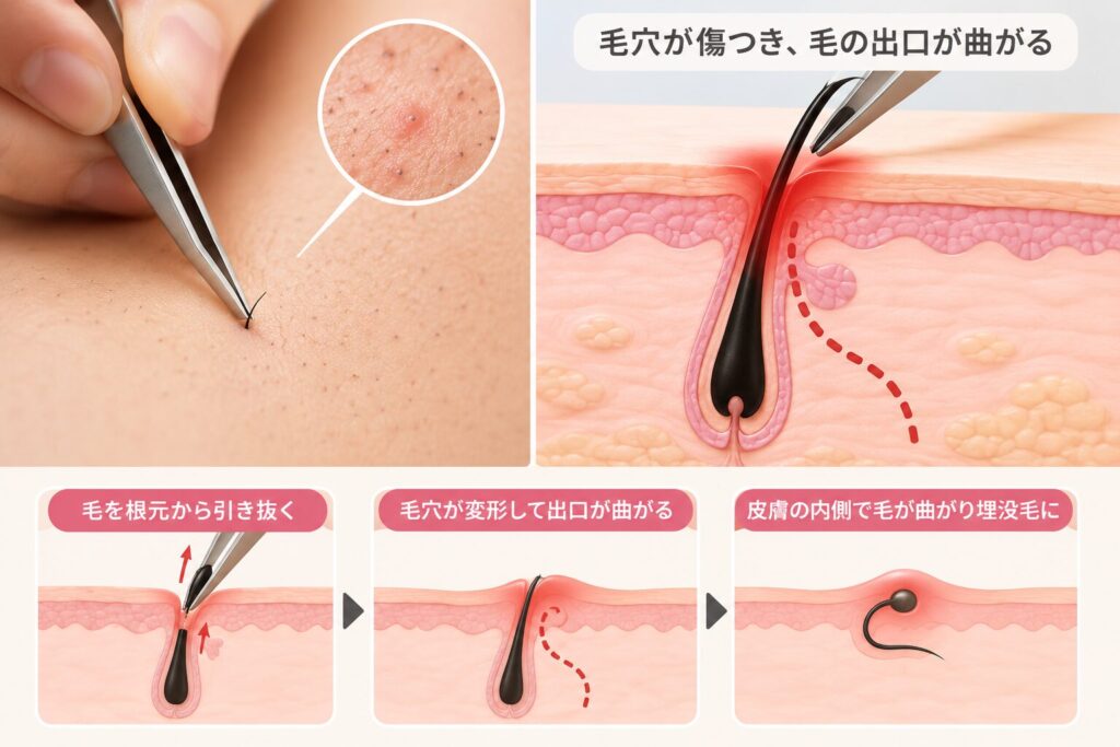 毛抜きやワックスによる毛穴への負担