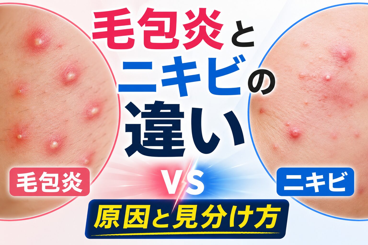 毛包炎とニキビの違い|原因と見分け方