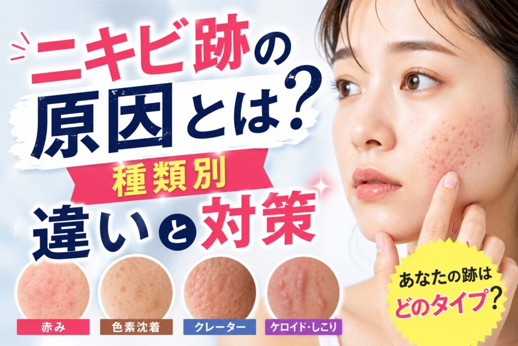 ニキビ跡の原因とは?種類別の違いと対策