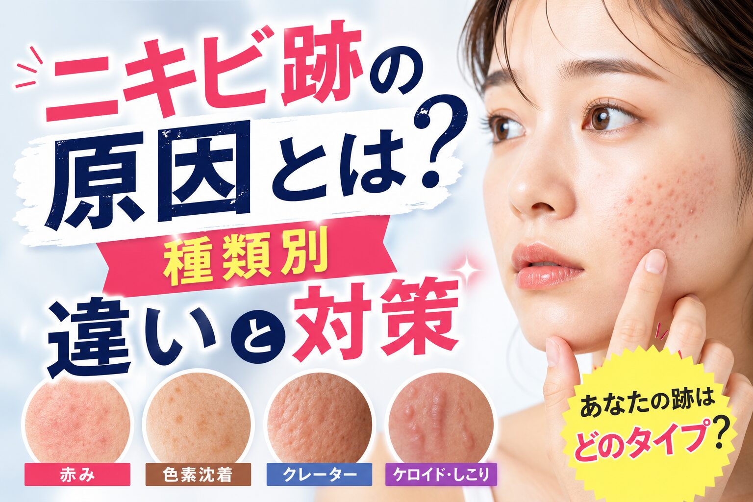 ニキビ跡の原因とは？種類別の違いと対策