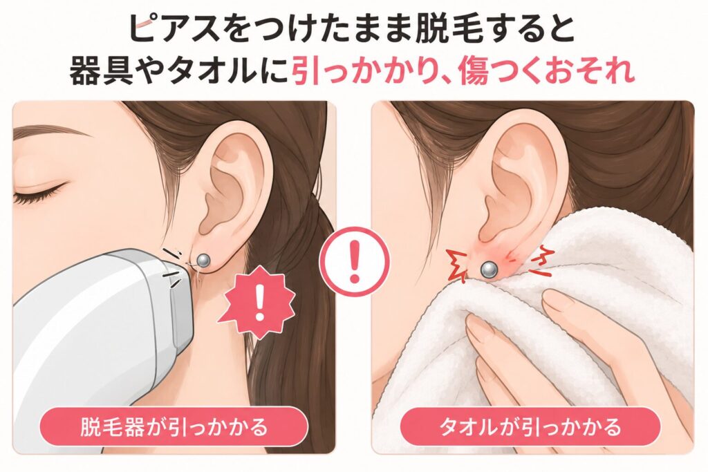 器具やタオルに引っかかることがある