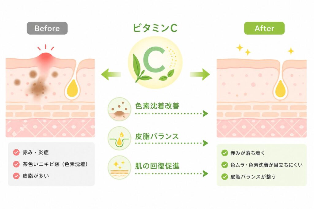 ビタミンCと皮脂・色素沈着の関係