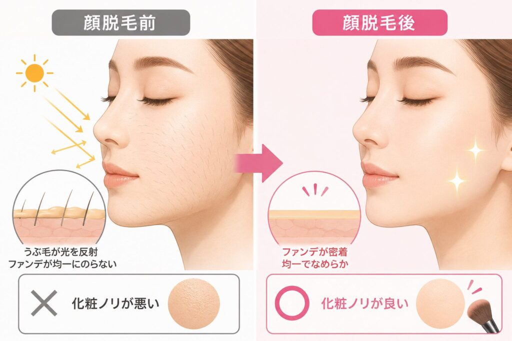 顔は化粧ノリが良くなりやすい