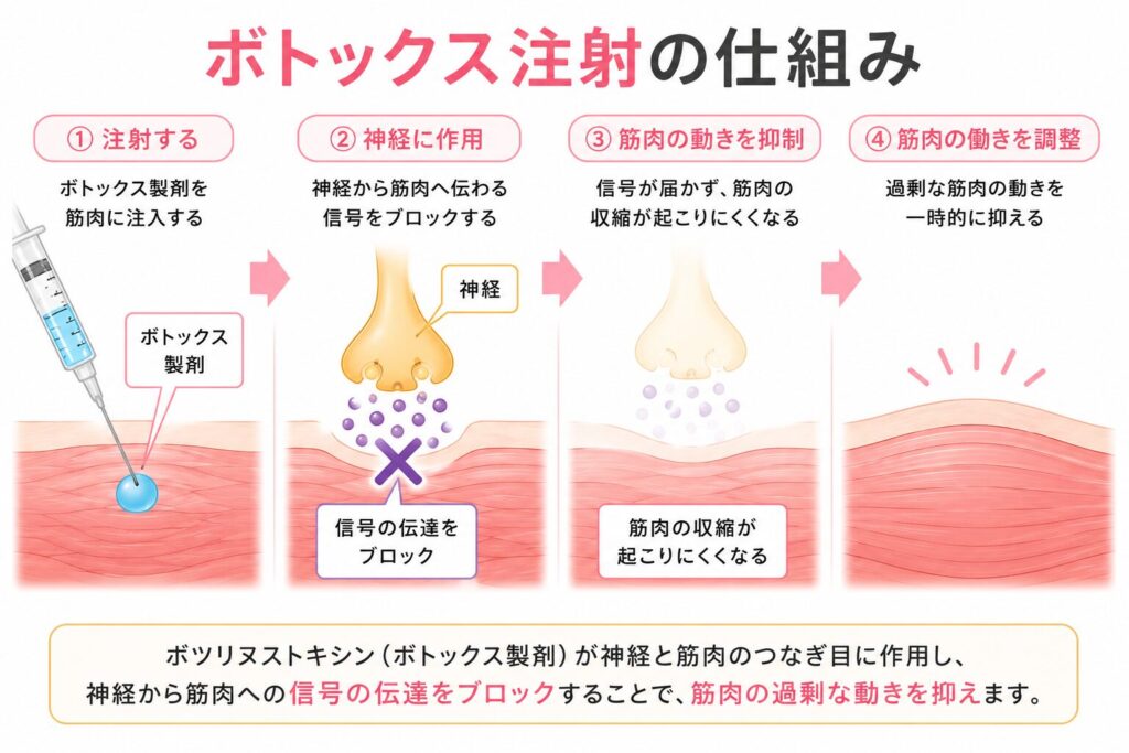 ボトックス注射の仕組み【筋肉の動きを抑える施術】