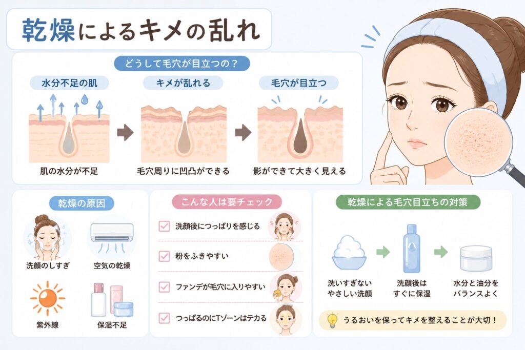 乾燥によるキメの乱れ