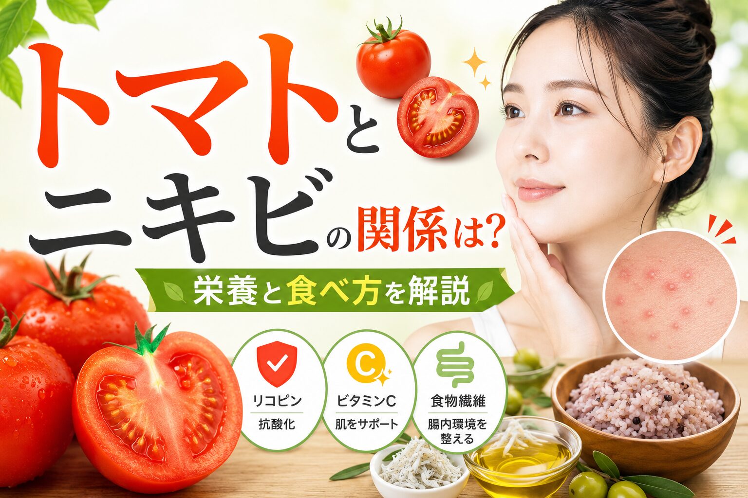 トマトとニキビの関係は?栄養と食べ方を解説