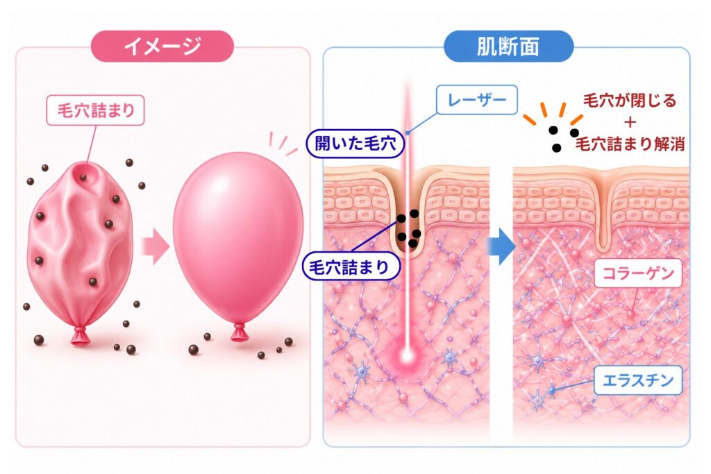 コラーゲン生成が促され毛穴が引き締まる