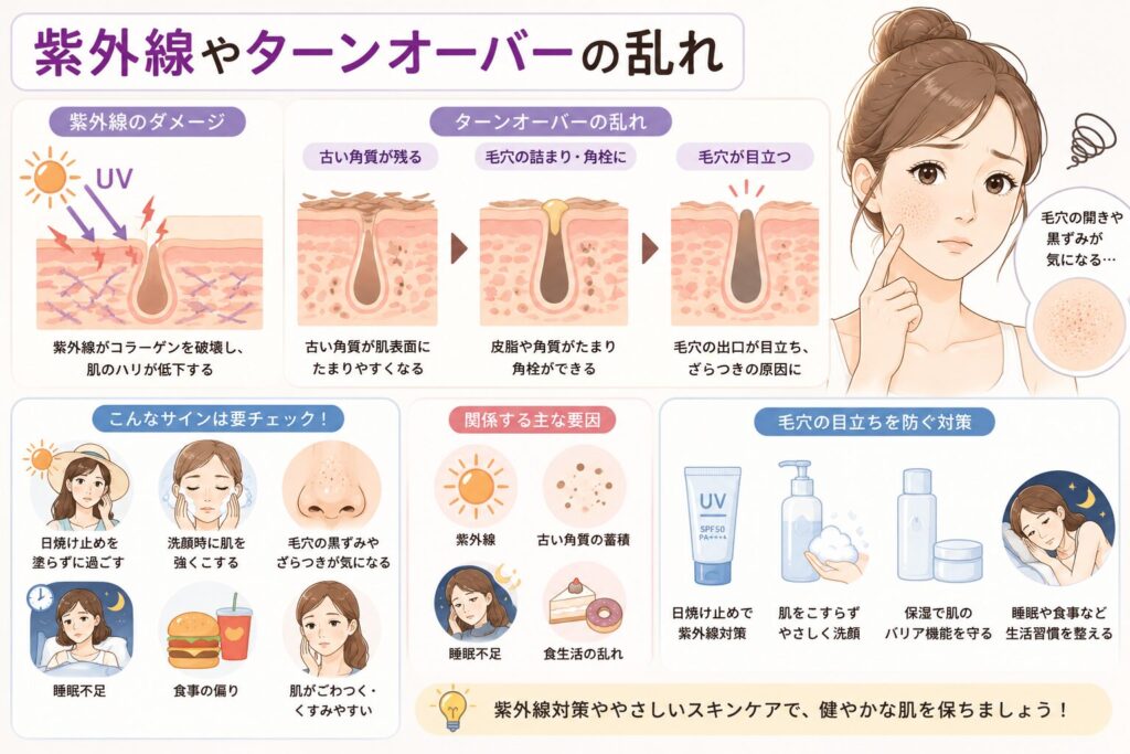 紫外線やターンオーバーの乱れ