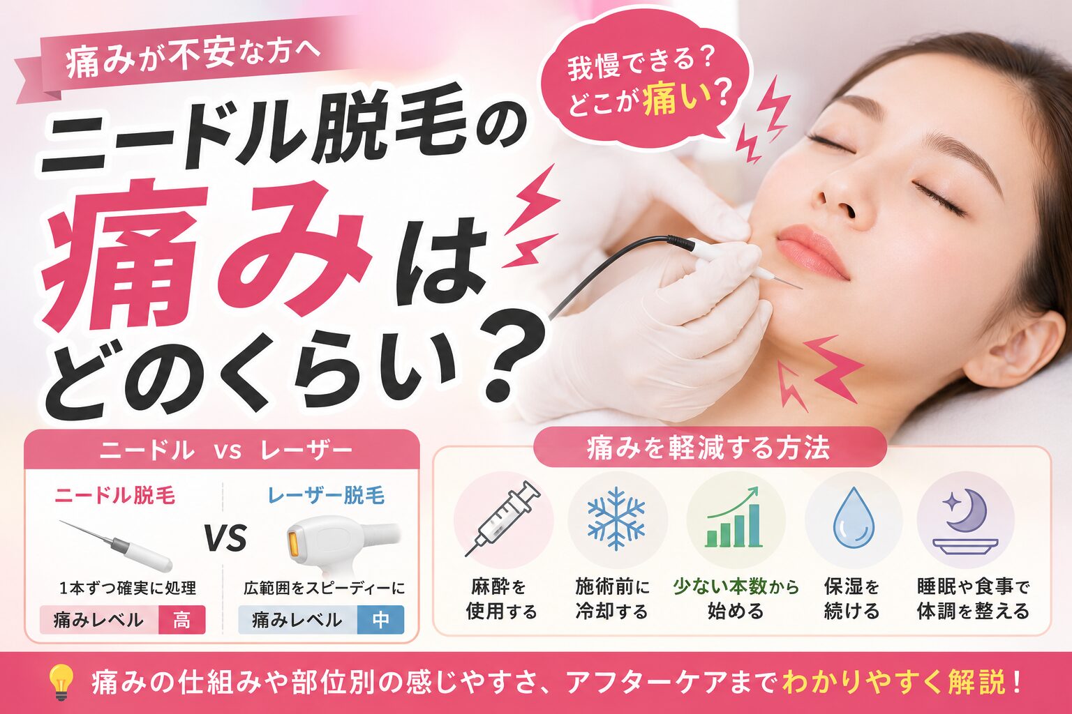 ニードル脱毛の痛みはどのくらい？ 感じ方や軽減する方法を紹介