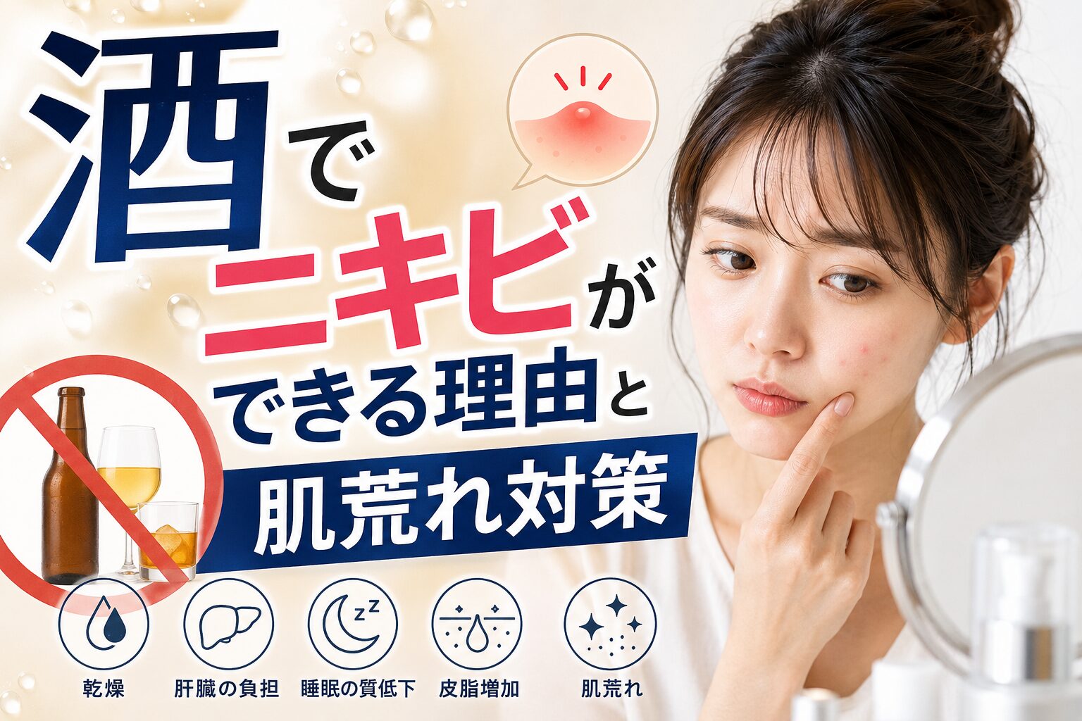 酒でニキビができる理由と肌荒れ対策