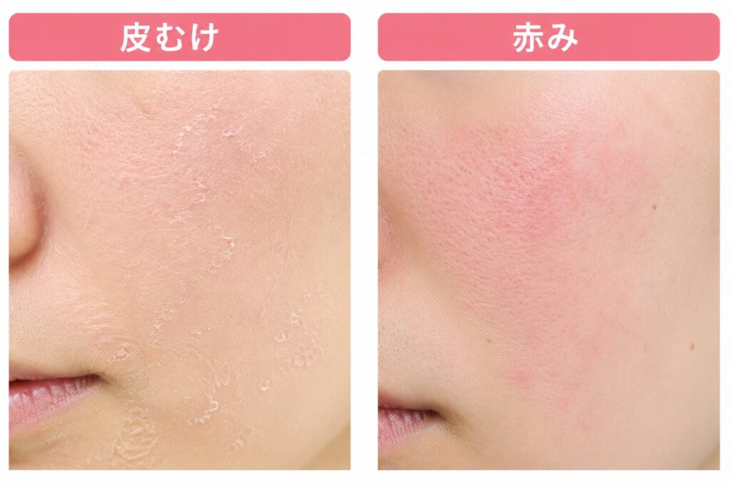 赤みや皮むけがある場合は延期する