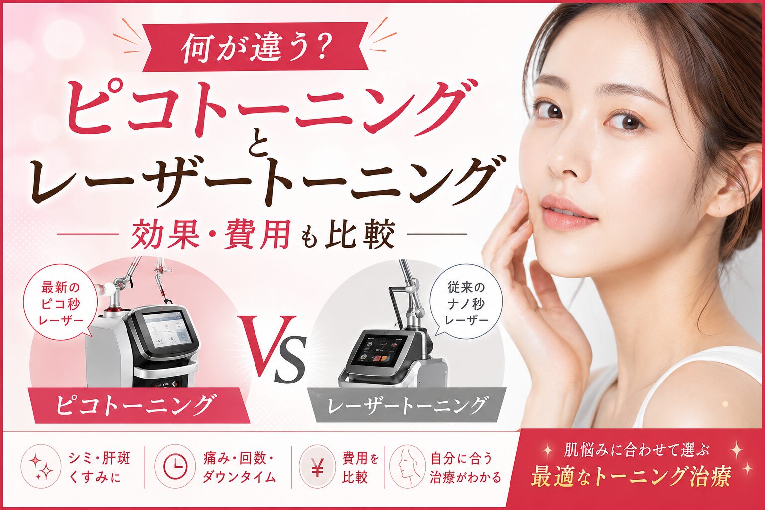 ピコトーニングとレーザートーニングの違い|効果・費用も比較