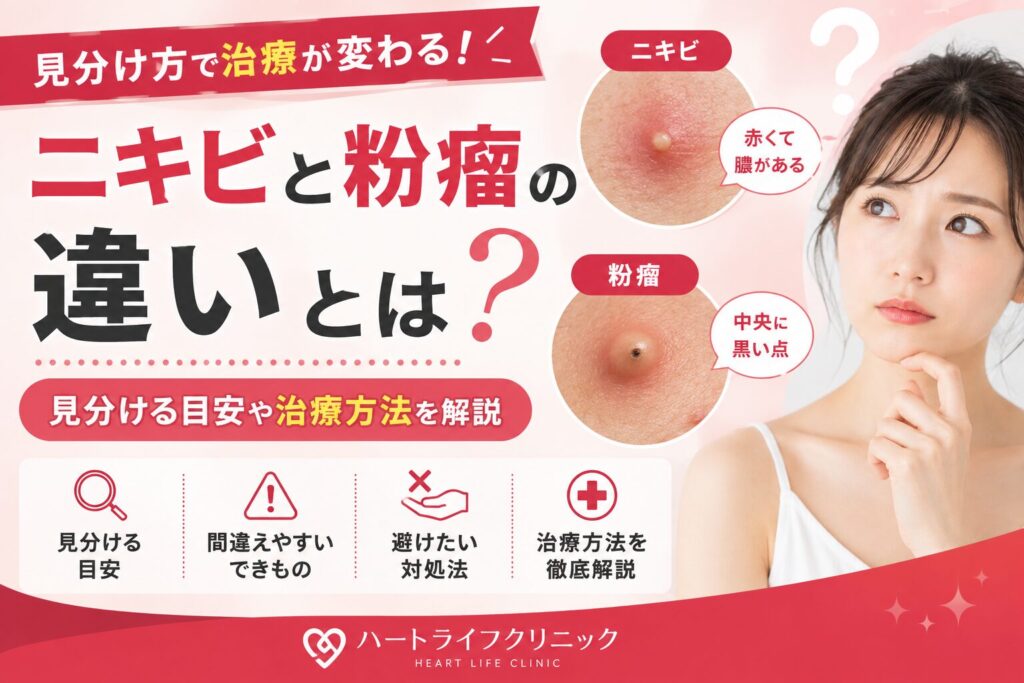 ニキビと粉瘤の違いとは?見分ける目安や治療方法を解説