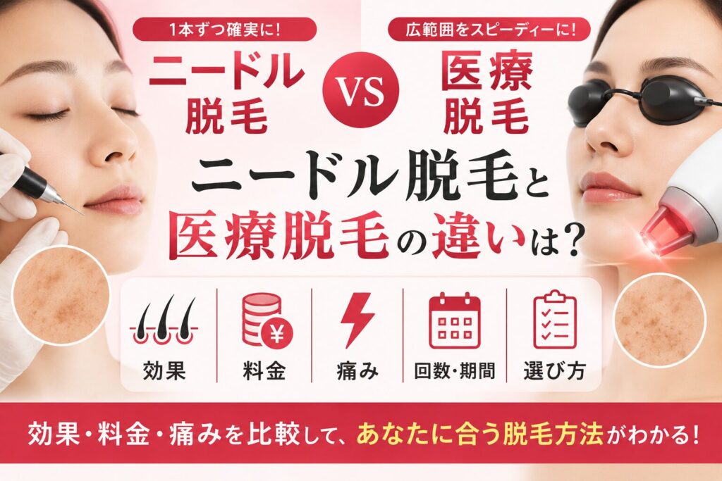 ニードル脱毛と医療脱毛の違いは?効果・料金・痛みを比較