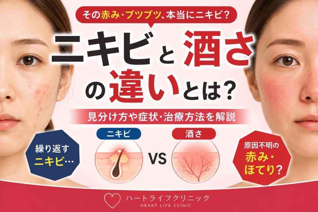 ニキビと酒さの違いとは?見分け方や症状・治療方法を解説
