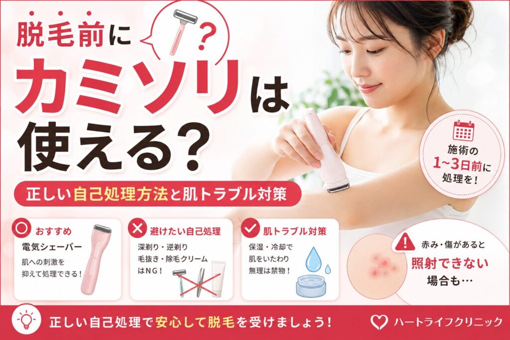 脱毛前にカミソリは使える?正しい自己処理方法と肌トラブル対策