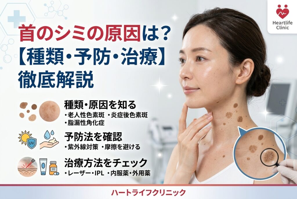 首のシミの原因は？種類・予防法・治療方法をわかりやすく解説