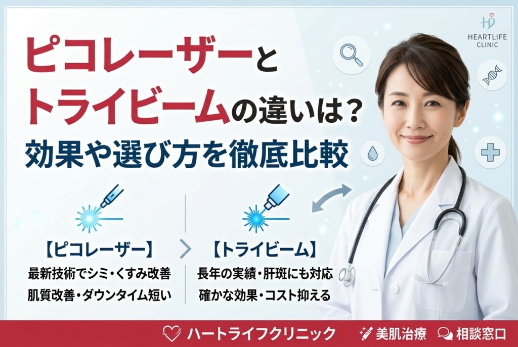 ピコレーザーとトライビームの違いは?効果や選び方を比較