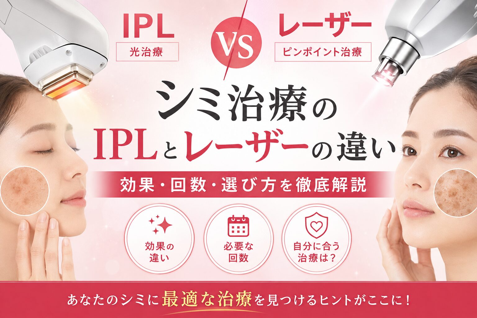 シミ治療のIPLとレーザーの違い|効果・回数・選び方を徹底解説