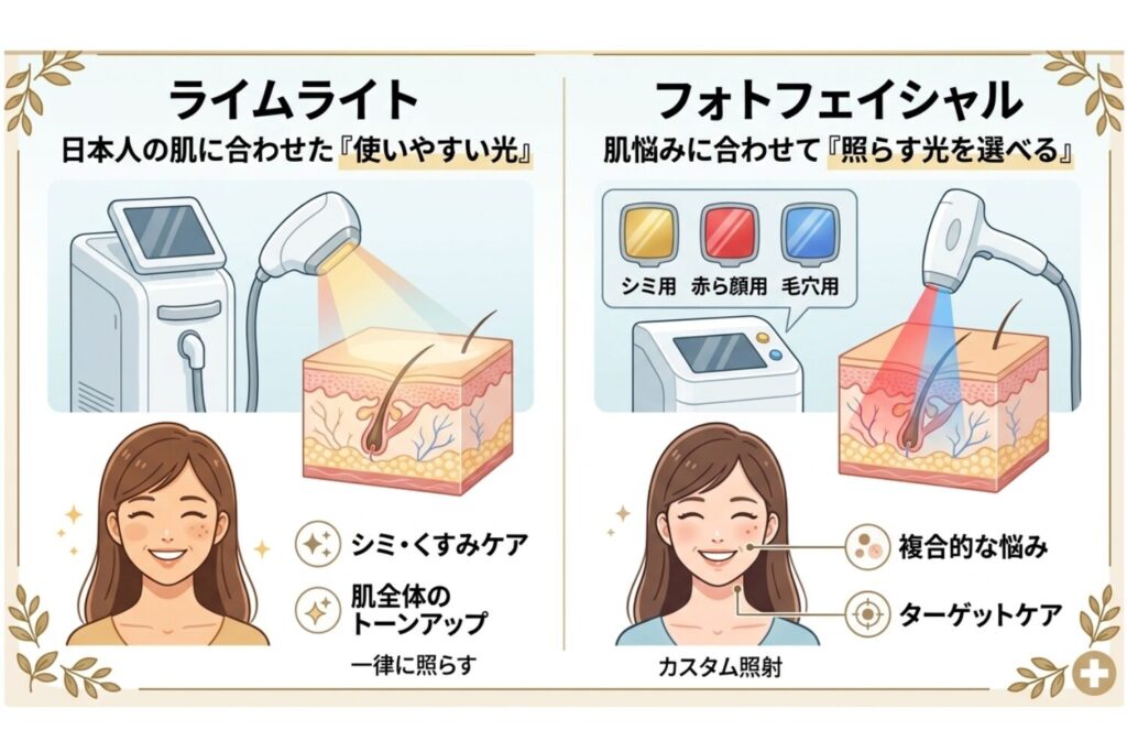 使用する機器・光の特徴の違い