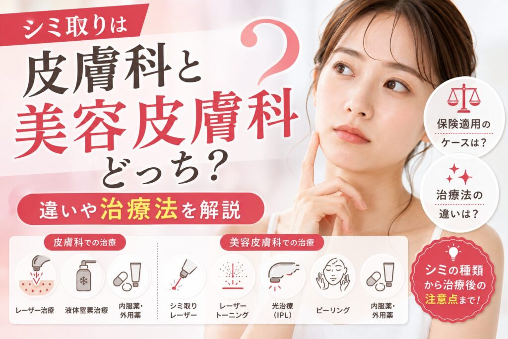 シミ取りは皮膚科と美容皮膚科どっち？違いや治療法を解説