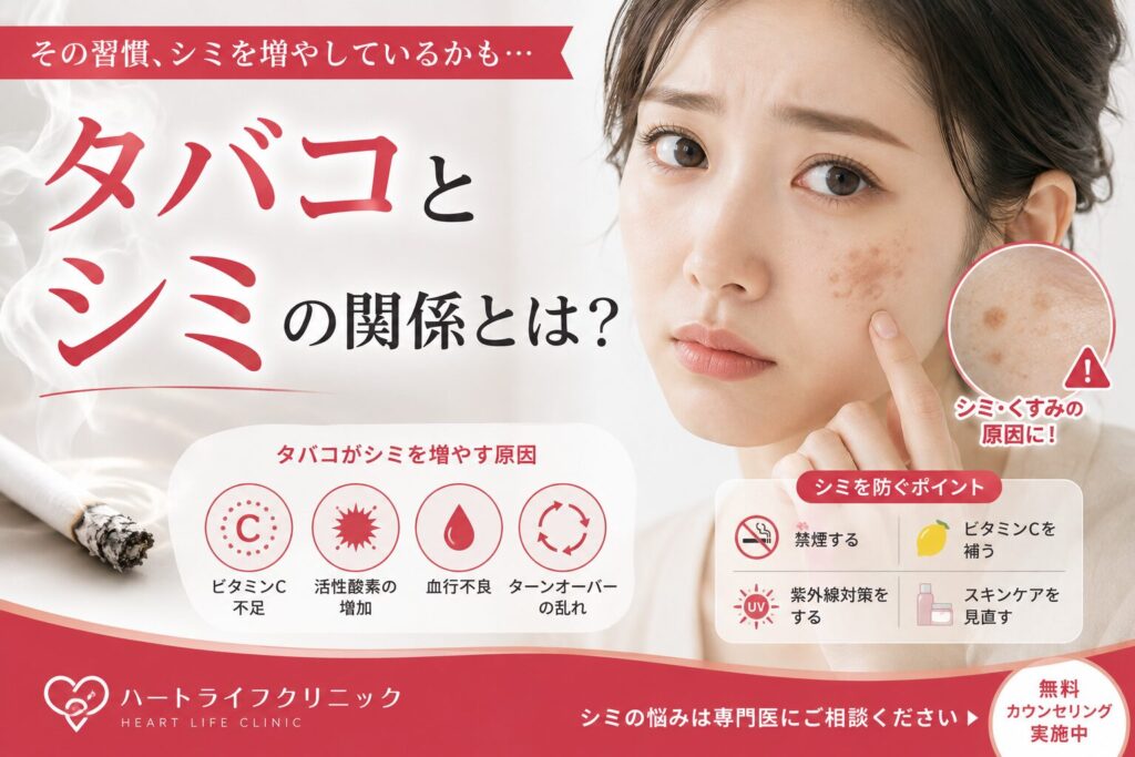 タバコとシミの関係とは?喫煙で増える原因と予防法を解説